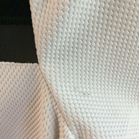 Express Mesh Cut-Out Bodycon Mini Dress 6 Black Ivory Scoop Neck Short Sleeves - Picture 6 of 7